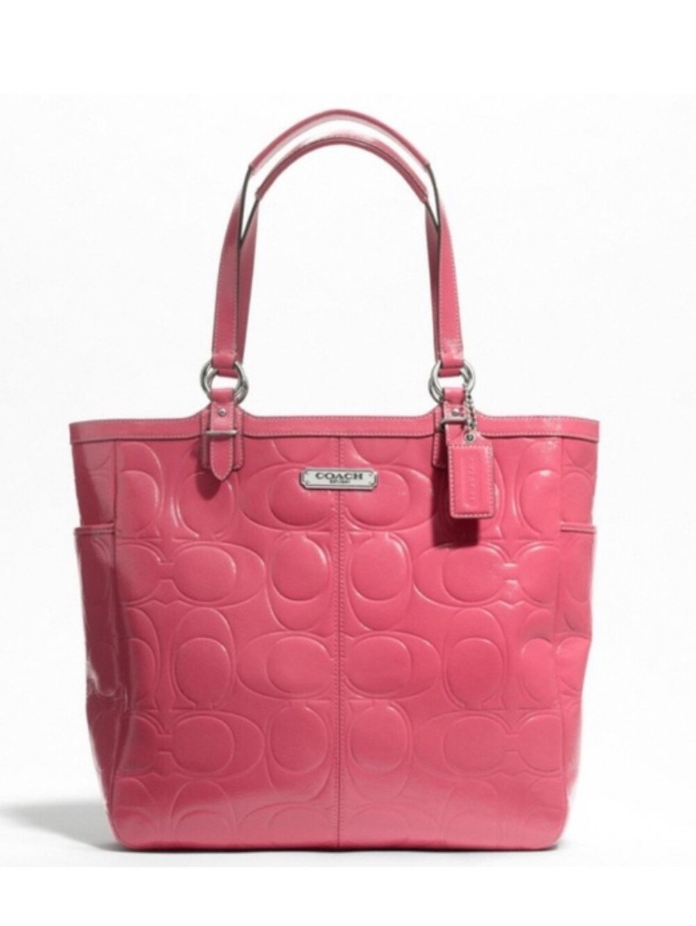 💗 Vintage Y2K Coach Gallery North/South  Signature Embossed Patent Leather Tote